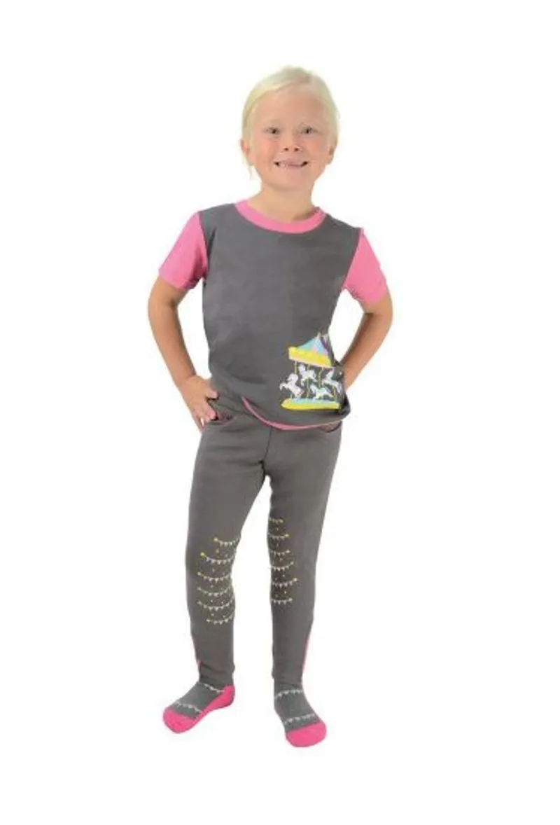 Merry Go Round T-Shirt by Little Rider - Grey/Pink