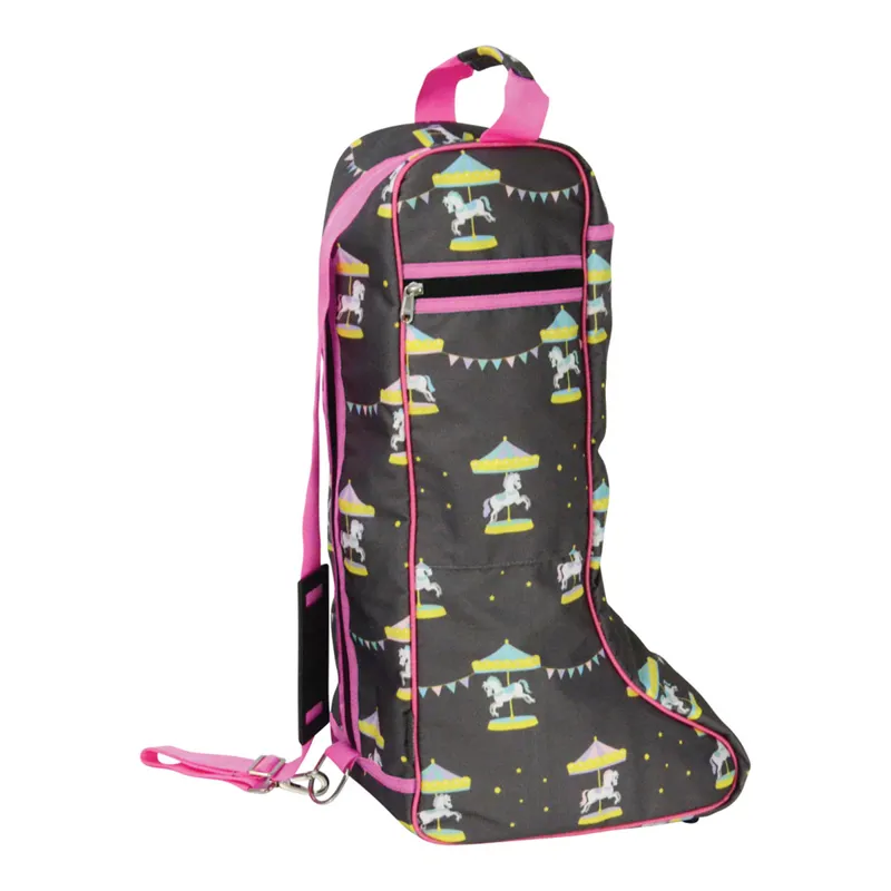 Little Rider Merry Go Round Boot Bag - Grey/Pink