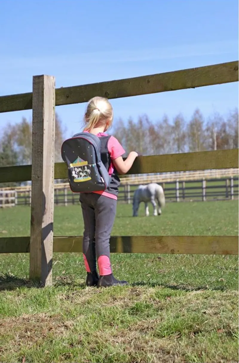 Little Rider Merry Go Round Pull on Jodhpurs - Grey/Pink-3