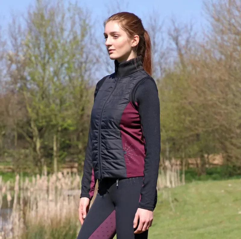 Hy Equestrian Knightsbridge Sports Gilet - Black/Fig - Small