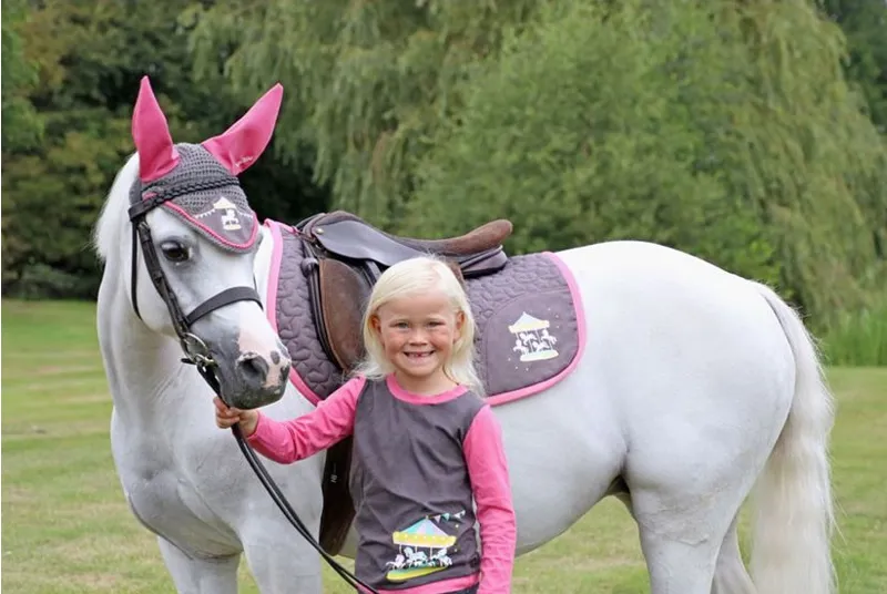 Merry Go Round Long Sleeve T-Shirt by Little Rider - Grey/Pink-2