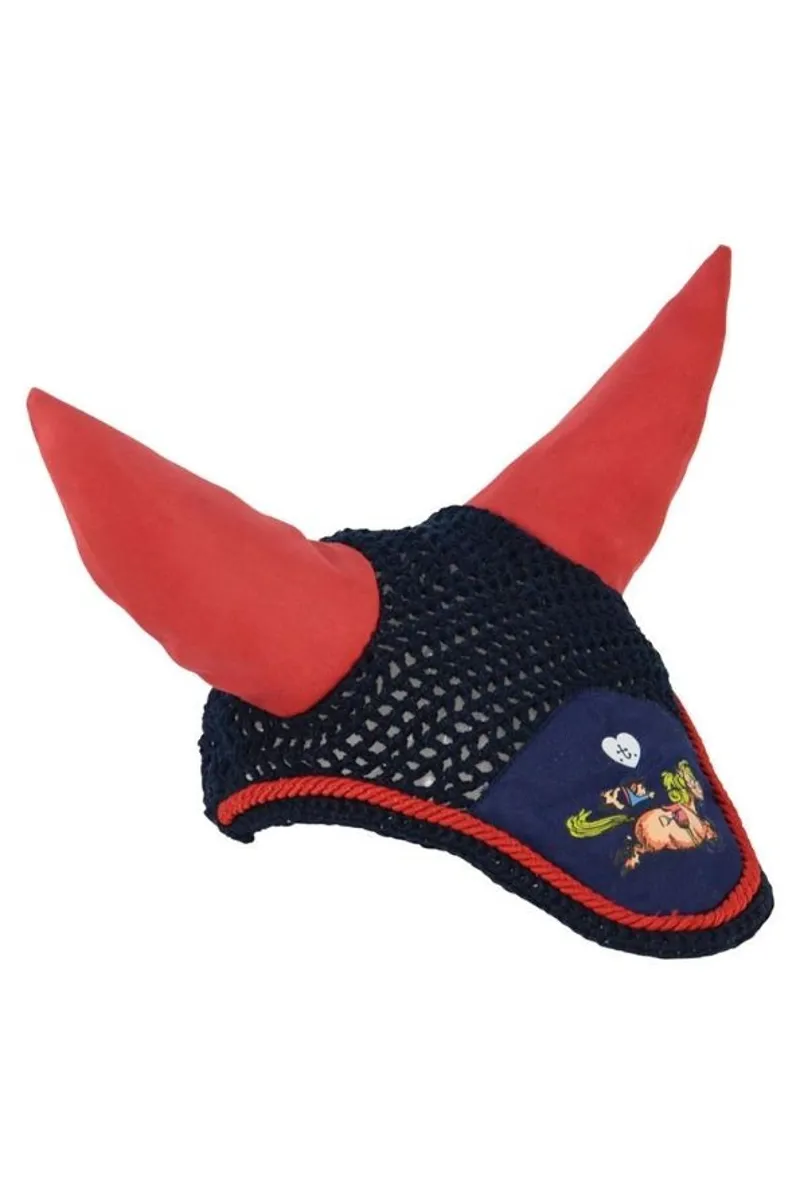 Hy Equestrian Thelwell Collection Fly Veil - Navy/Red