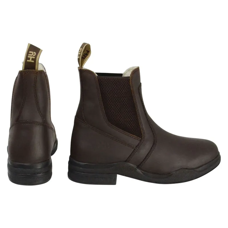 Hy Equestrian Fleece Lined Wax Leather Jodhpur Boot - Brown