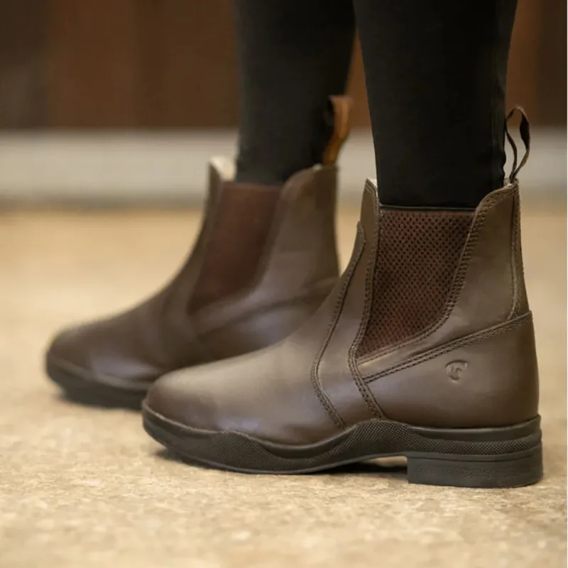 Hy Equestrian Fleece Lined Wax Leather Jodhpur Boot - Brown-2