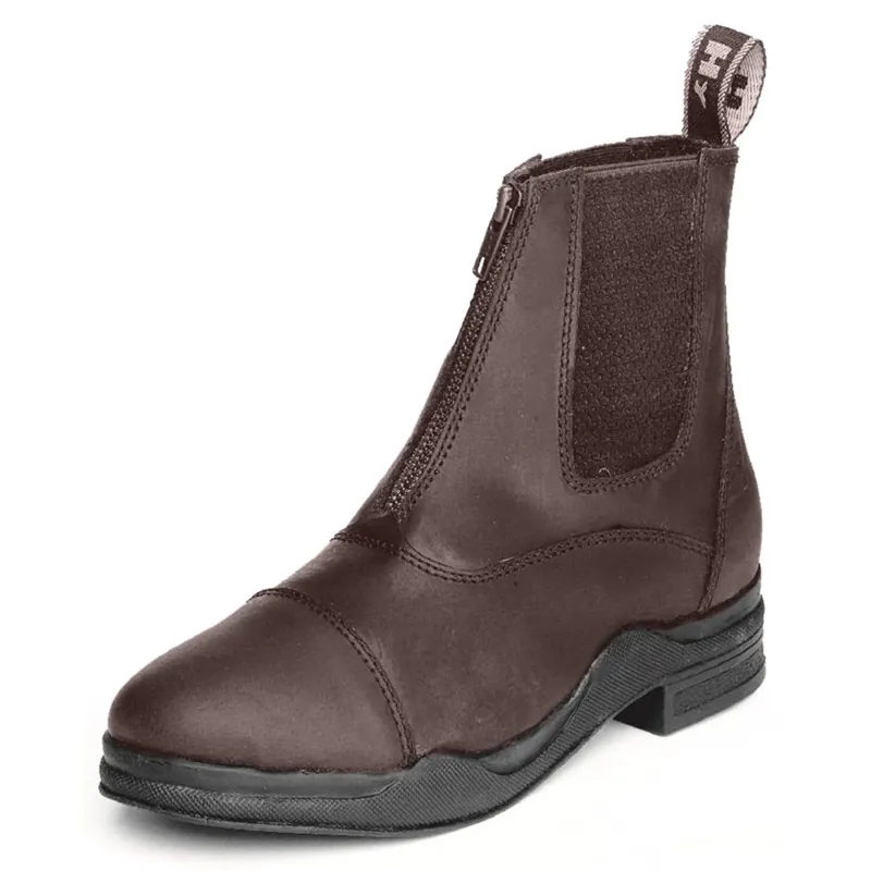 Hy Equestrian Fleece Lined Wax Leather Zip Jodhpur Boot - Brown