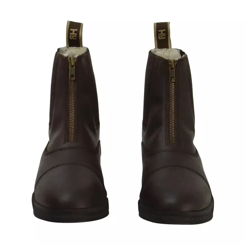 Hy Equestrian Fleece Lined Wax Leather Zip Jodhpur Boot - Brown-3