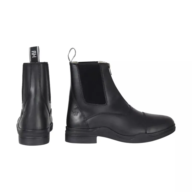 Hy Equestrian Fleece Lined Wax Leather Zip Jodhpur Boot - Black