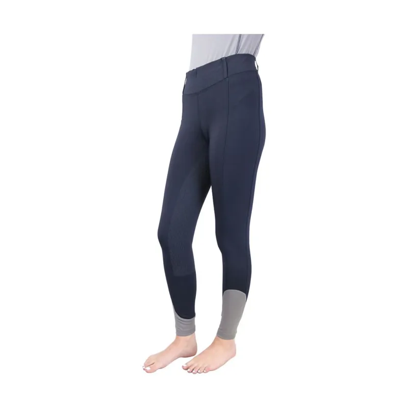 Hy Sport Active Ladies Riding Tights - Midnight Navy/Pencil Point Grey