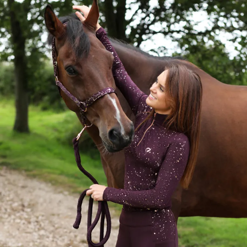 Hy Equestrian Enchanted Collection Base Layer - Plum/Rose Gold-4