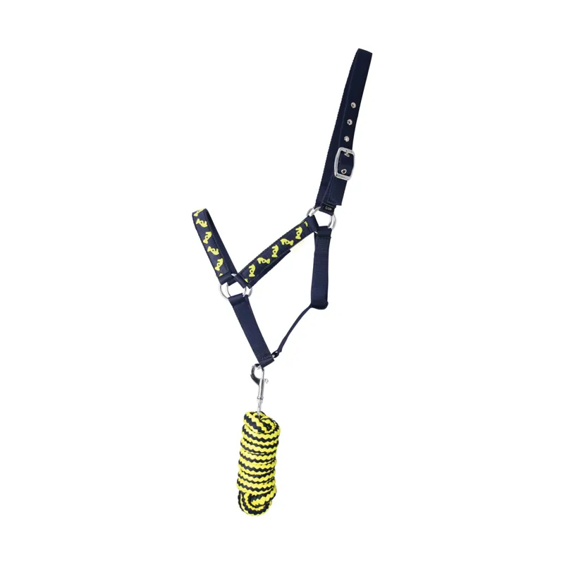 Lancelot Head Collar and Lead Rope by Little Knight - Navy/Yellow