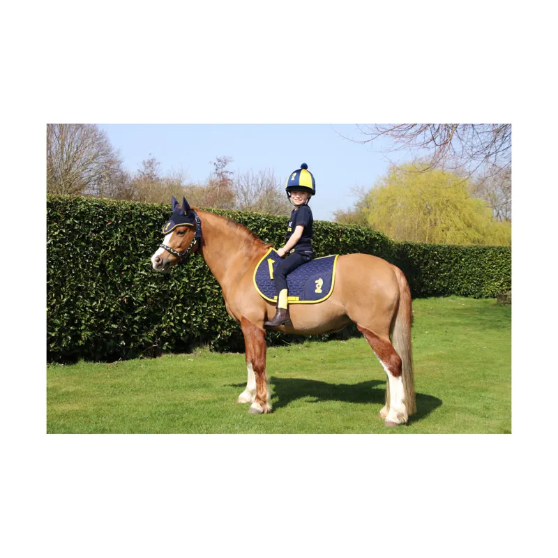 Lancelot Saddle Pad by Little Knight - Navy/Yellow-2