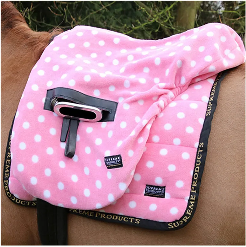 Supreme Products Ride On Dotty Fleece Saddle Cover - Pretty Pink