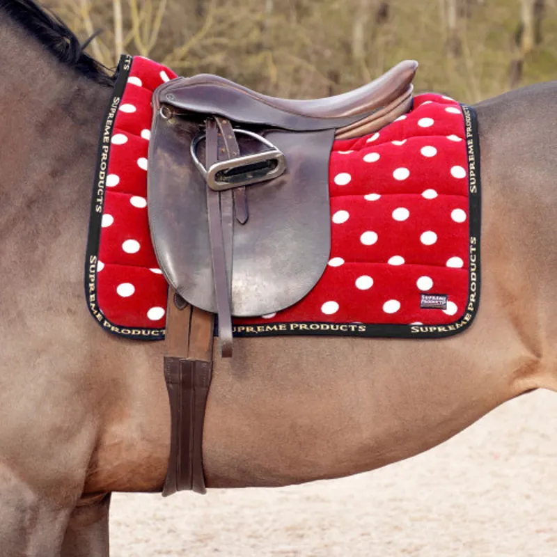 Supreme Products Dotty Fleece Saddle Pad - Rosette Red