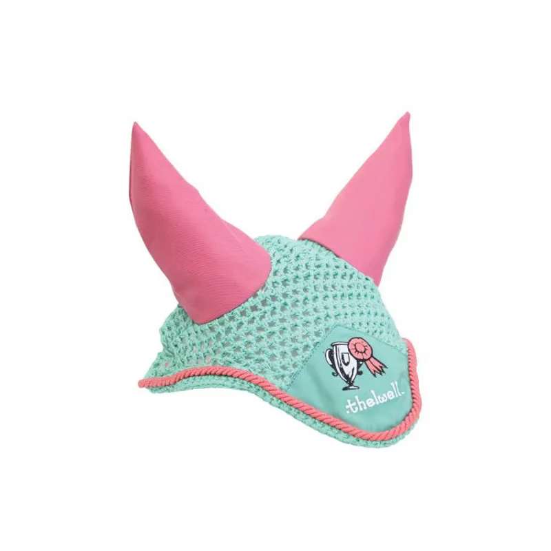Hy Equestrian Thelwell Collection Trophy Fly Veil - Mint/Pink