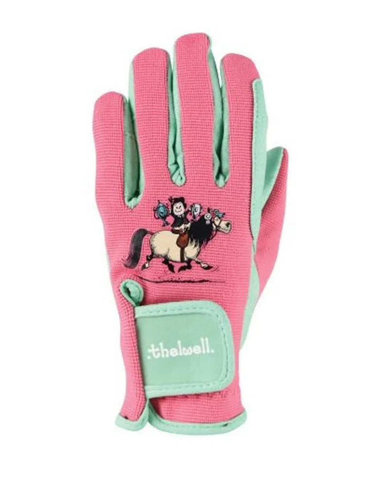 Hy Equestrian Thelwell Collection Trophy Gloves - Mint/Pink