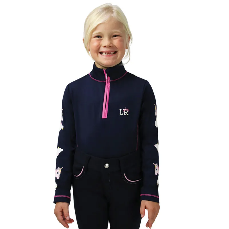 Little Rider Little Unicorn Children's Base Layer - Navy/Pink