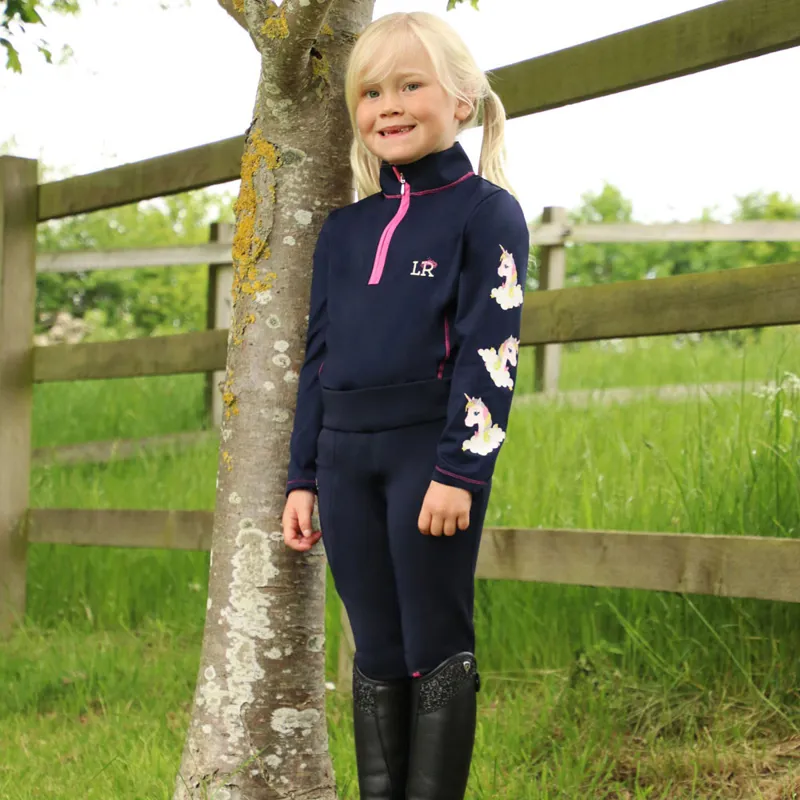 Little Rider Little Unicorn Children's Base Layer - Navy/Pink-1
