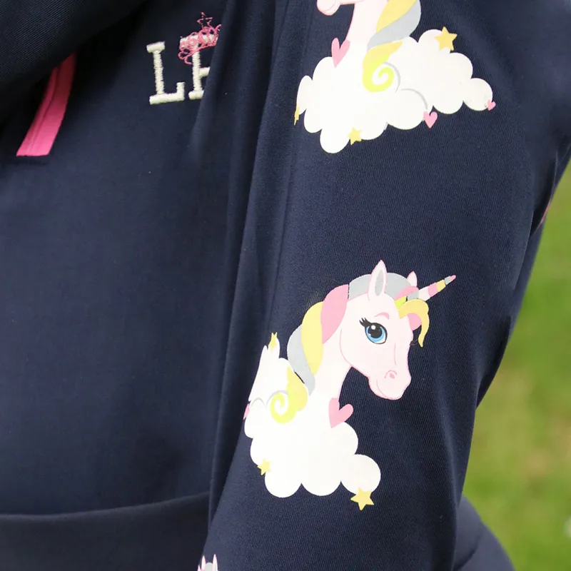 Little Rider Little Unicorn Children's Base Layer - Navy/Pink-2