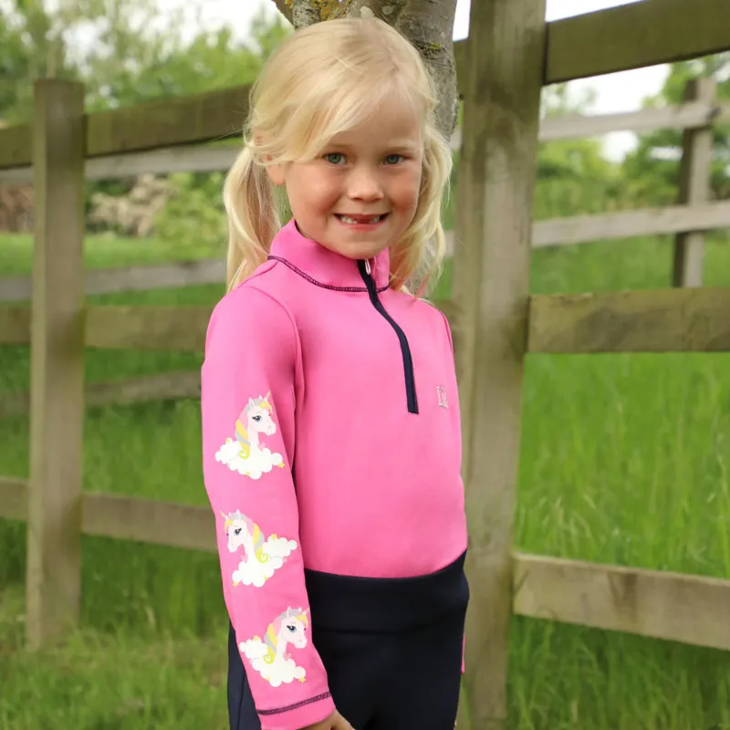 Little Unicorn Little Rider Children's Base Layer - Pink/Navy-1