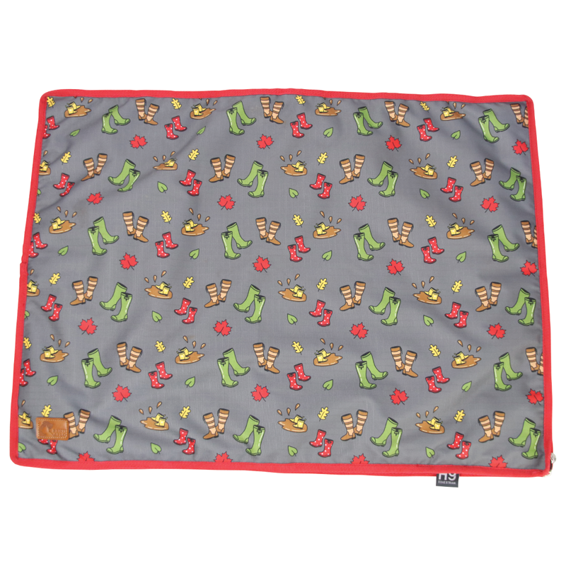 Benji and Flo Country Walks Dog Bed - Burgundy/Grey-1