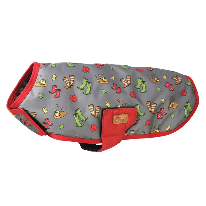 Benji and Flo Country Walks Dog Coat - Burgundy/Grey