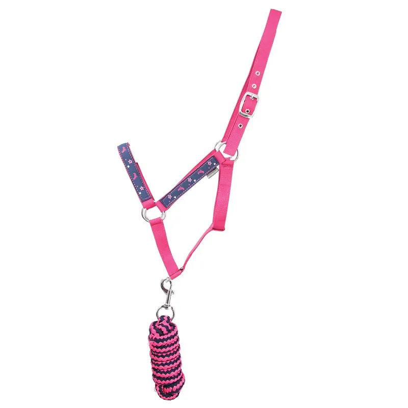 Hy Equestrian Sabrina Head Collar and Lead Rope Set by Little Rider - Navy/Pink
