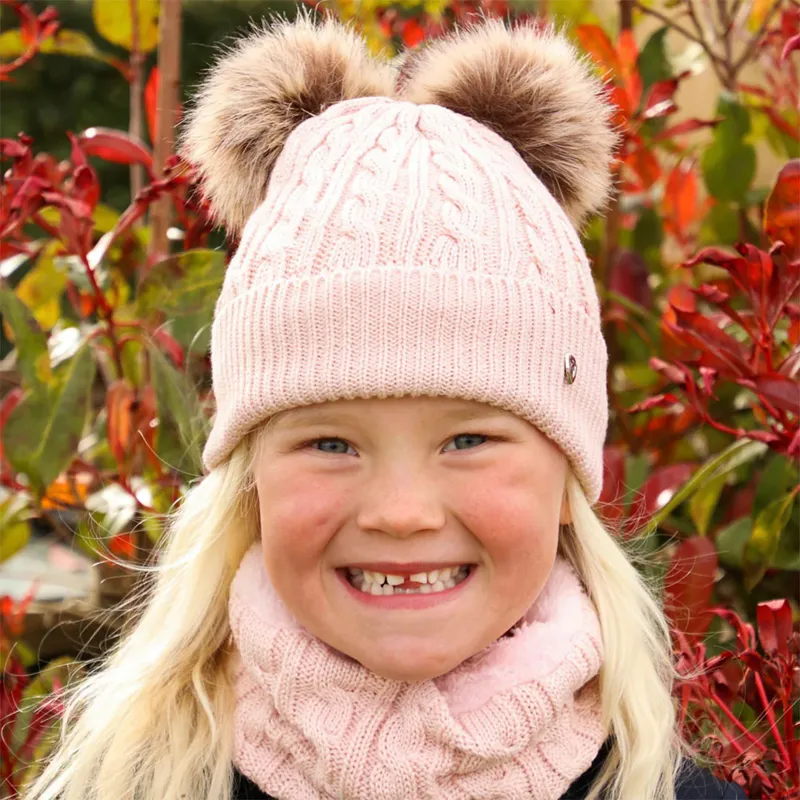 Hy Equestrian Morzine Children's Hat and Snood Set - Pink-1