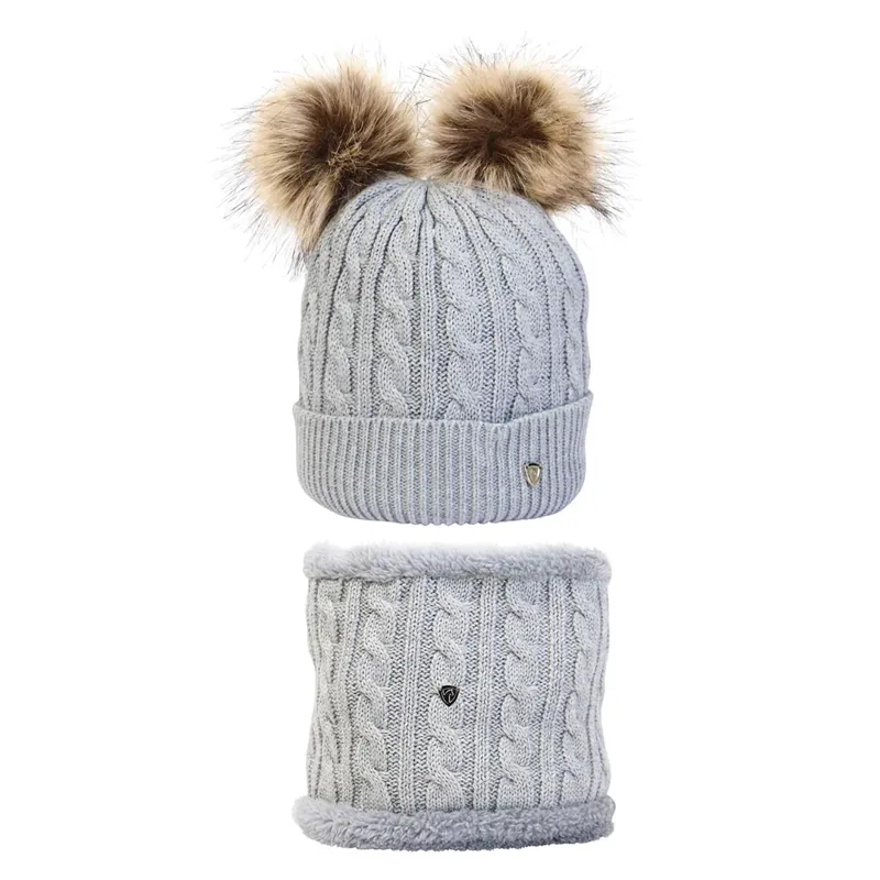 Hy Equestrian Morzine Children's Hat And Snood Set - Grey