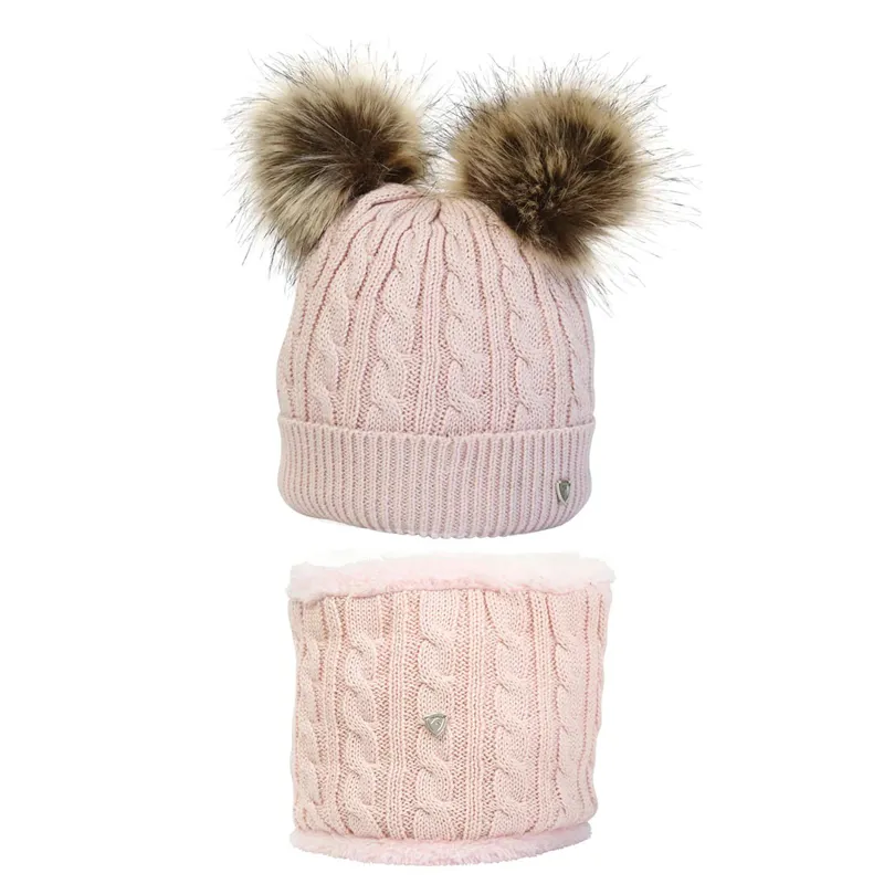 Hy Equestrian Morzine Children's Hat and Snood Set - Pink