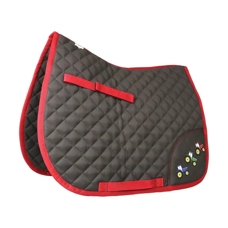 Little Knight Tractor Collection Saddle Pad - Charcoal Grey/Red