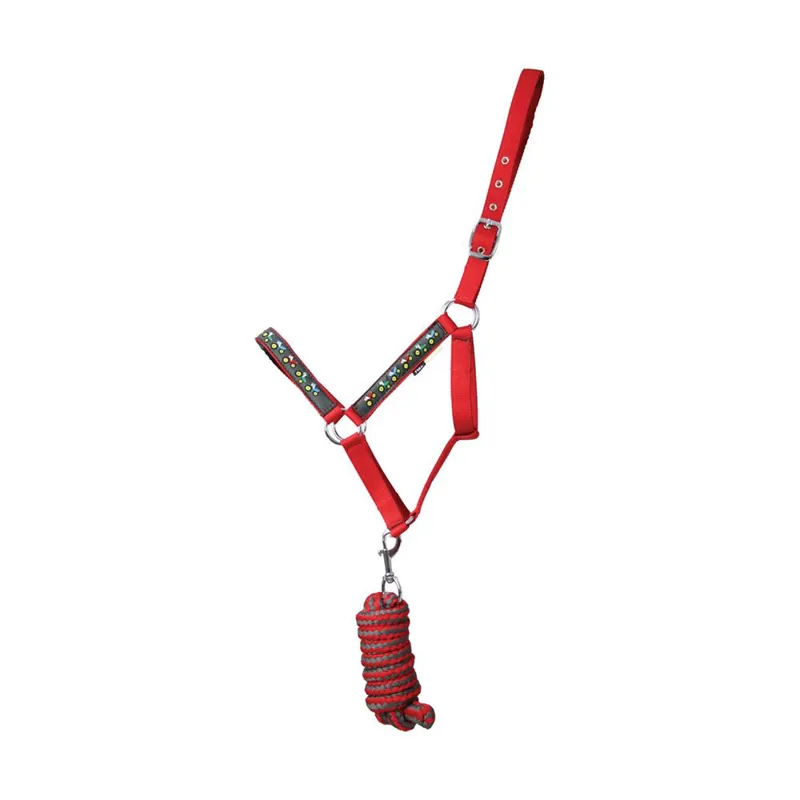 Little Knight Tractor Collection Head Collar and Lead Rope Set - Red/Charcoal Grey