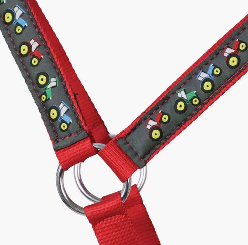 Little Knight Tractor Collection Head Collar and Lead Rope Set - Red/Charcoal Grey-1