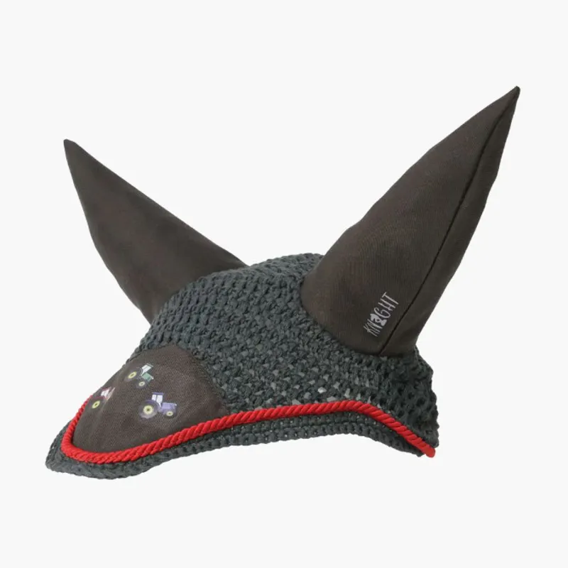 Little Knight Tractor Collection Fly Veil - Charcoal Grey/Red