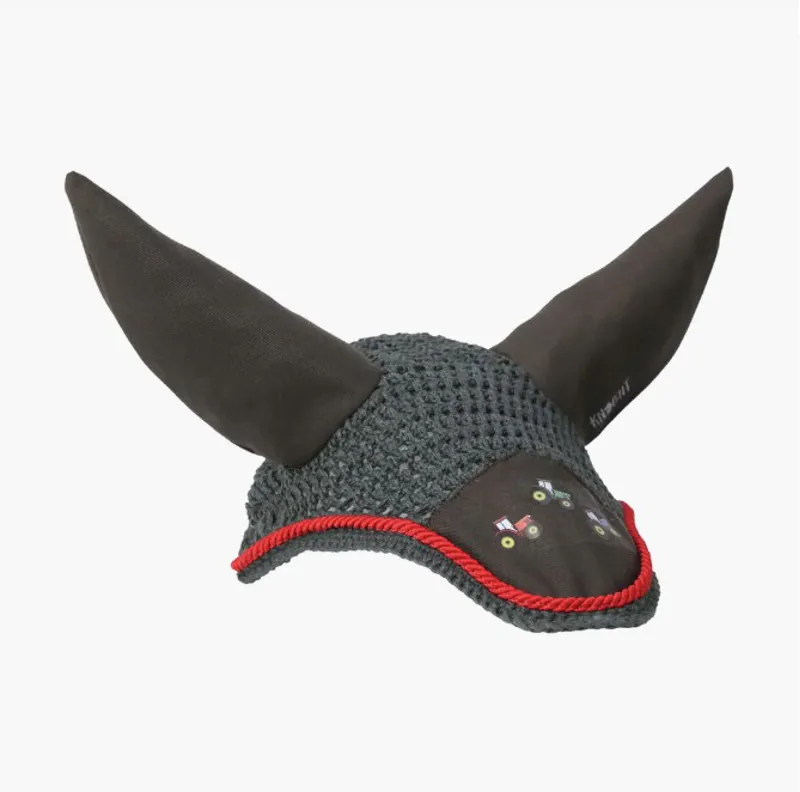 Little Knight Tractor Collection Fly Veil - Charcoal Grey/Red-1