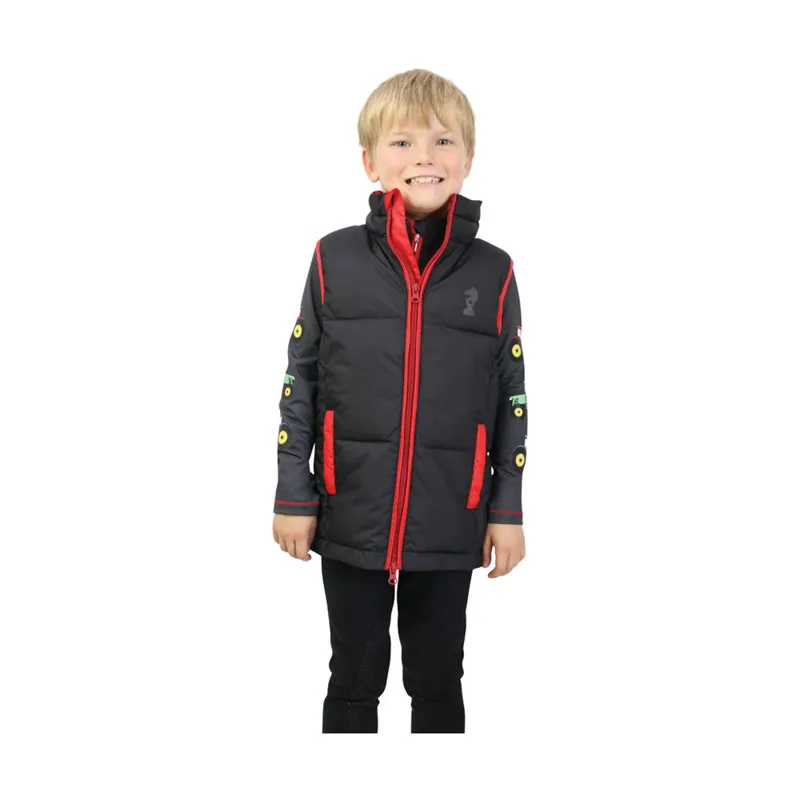 Little Knight Tractor Collection Padded Gilet - Grey/Red
