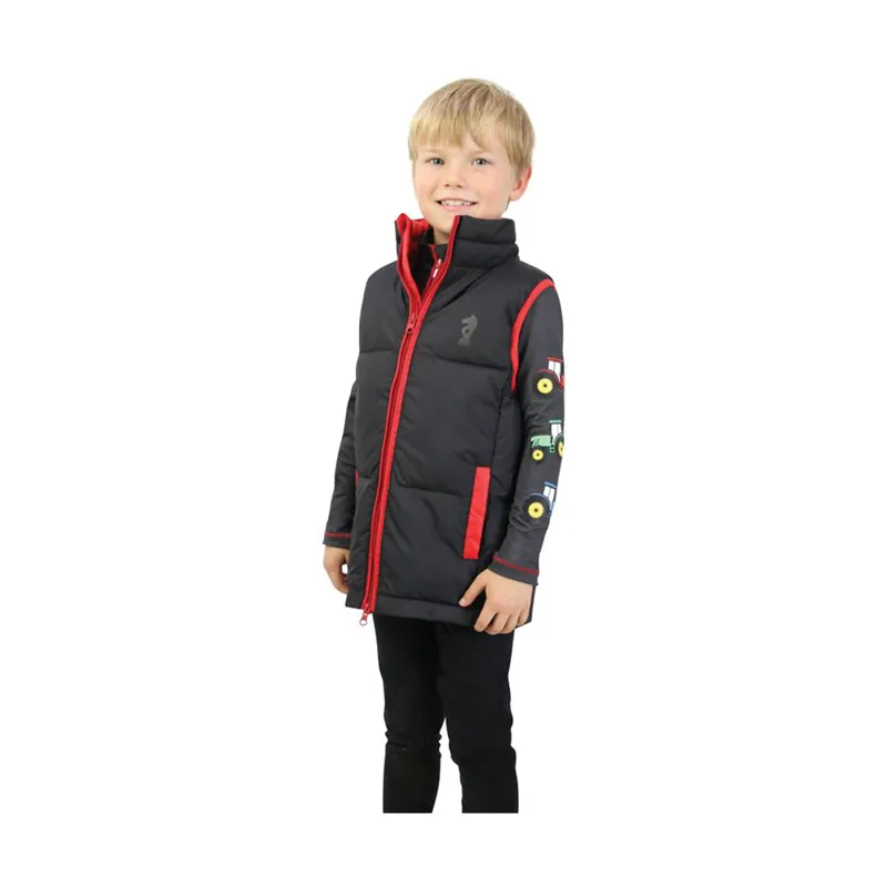 Little Knight Tractor Collection Padded Gilet - Grey/Red-1
