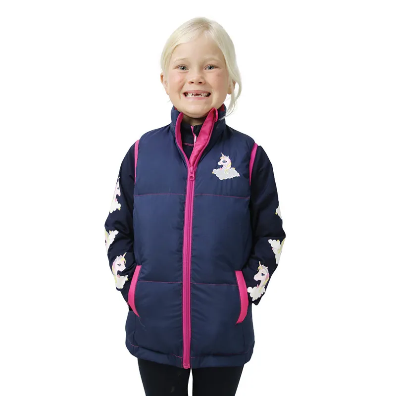 Little Rider Little Unicorn Padded Gilet - Navy/Pink