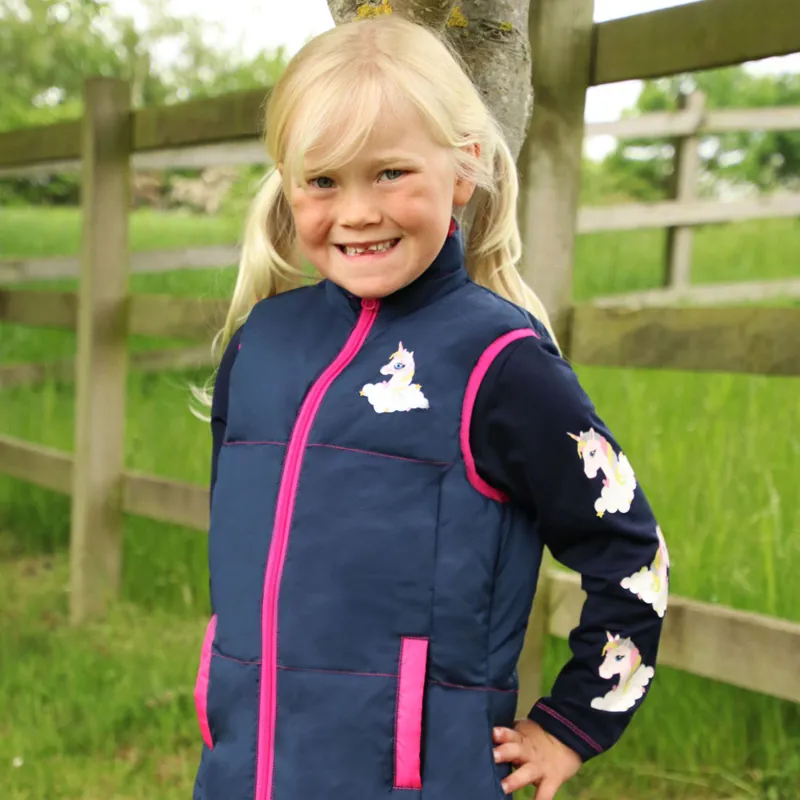 Little Rider Little Unicorn Padded Gilet - Navy/Pink-1