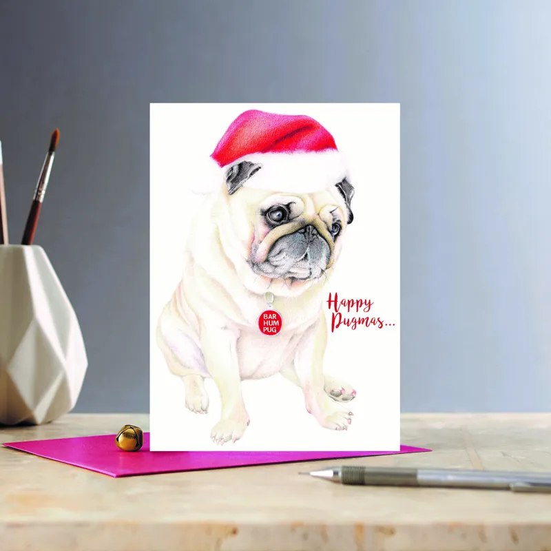 Deckled Edge Christmas Card Rosa - Happy Pugmas