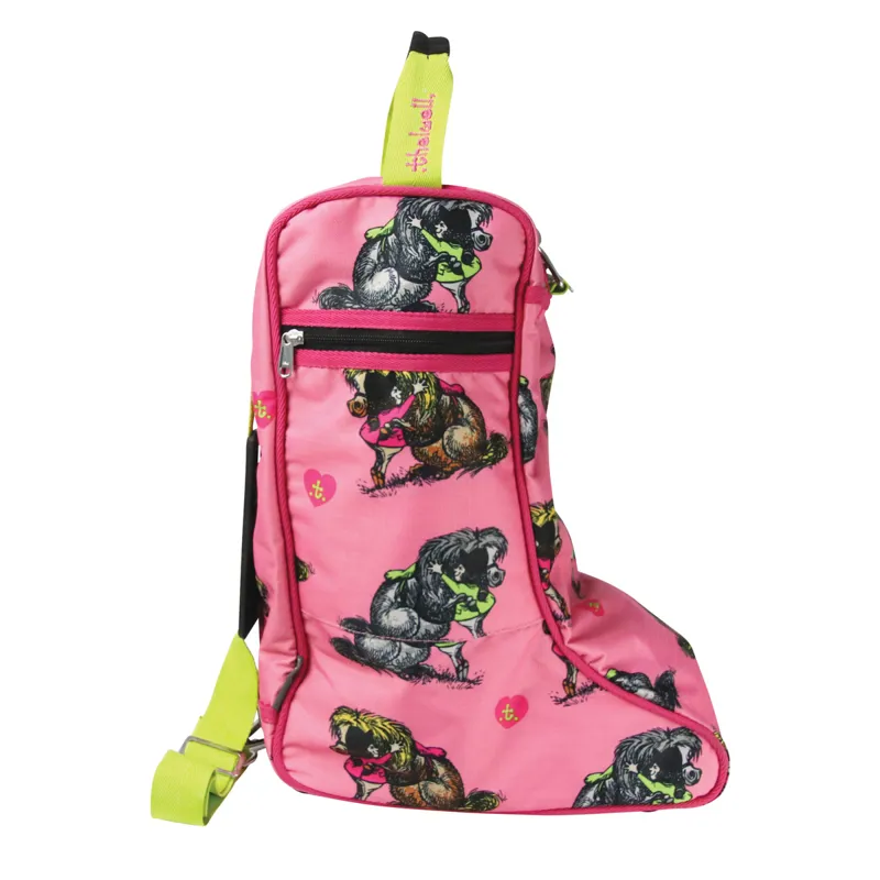 Hy Equestrian Thelwell Collection Hugs Jodhpur Boot Bag - Pink/Lime/Hot Pink