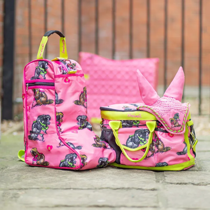 Hy Equestrian Thelwell Collection Hugs Jodhpur Boot Bag - Pink/Lime/Hot Pink-1