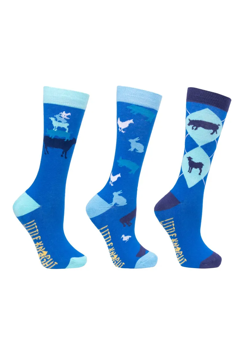 Little Knight Farm Collection Children's Socks - Pack of 3 - Cobalt Blue