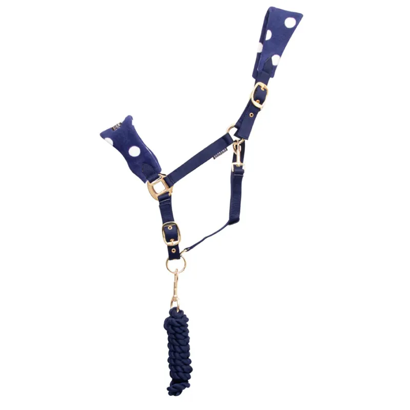 Supreme Products Dotty Fleece Head Collar and Lead Rope - Noble Navy