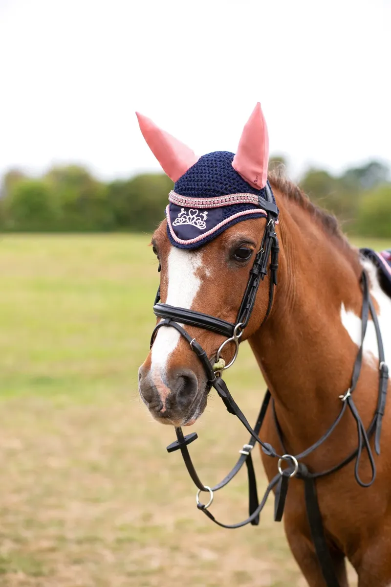 The Princess and The Pony Fly Veil by Little Rider - Navy/Peach-2