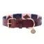 Benji and Flo Sublime Polo Leather Dog Collar - Navy/Rose