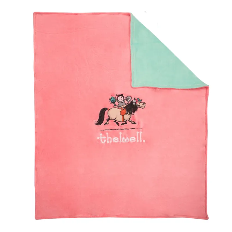 Hy Equestrian Thelwell Collection Fleece Blanket - Pink/Mint 