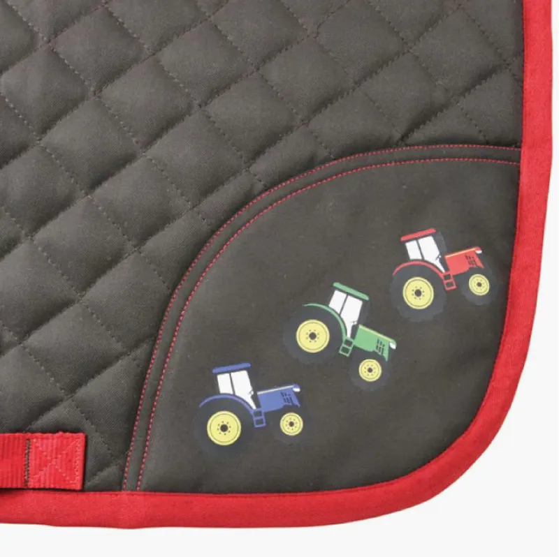 Little Knight Tractor Collection Saddle Pad - Charcoal Grey/Red-1