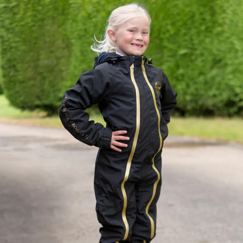 Supreme Products Active Junior Show Rider Waterproof Onesie - Black/Gold