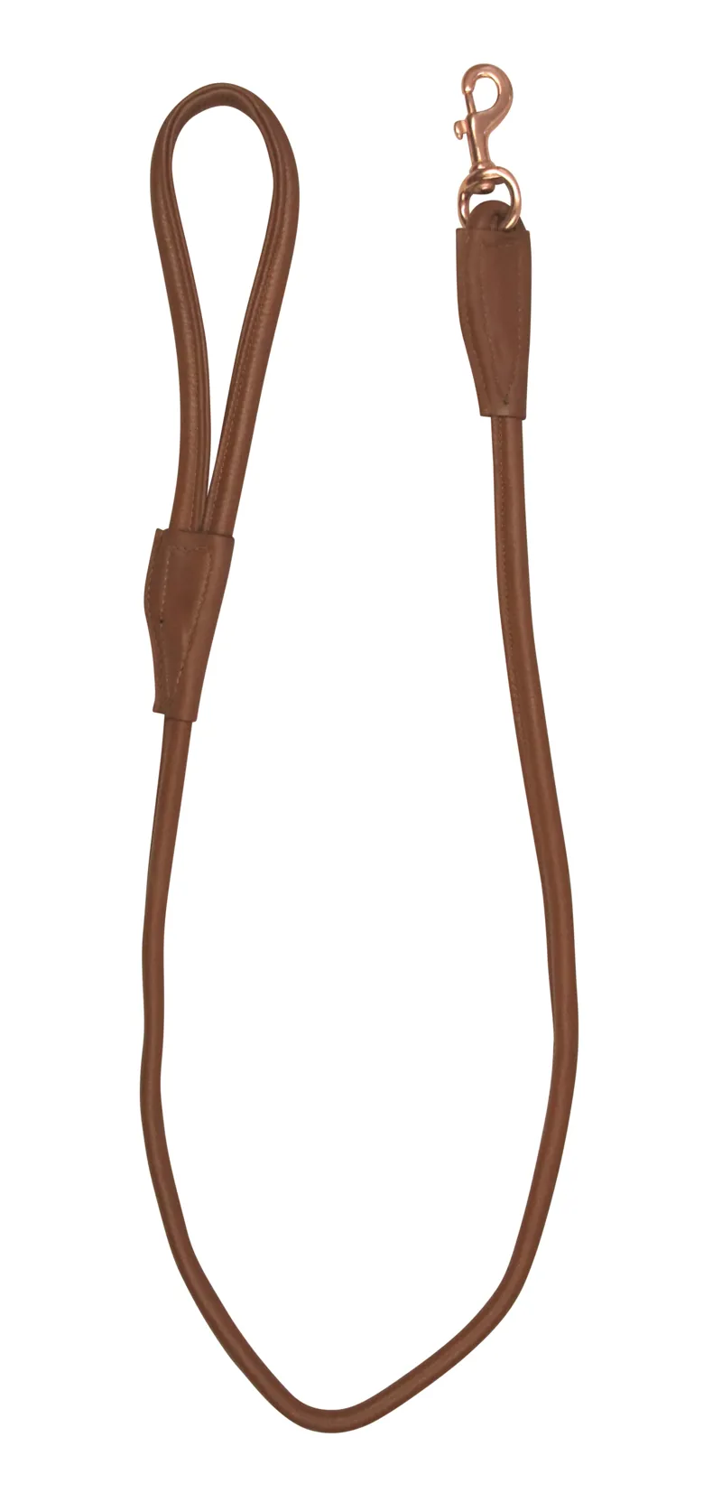 Benji and Flo Superior Rolled Leather Dog Lead - Tan/Rose Gold