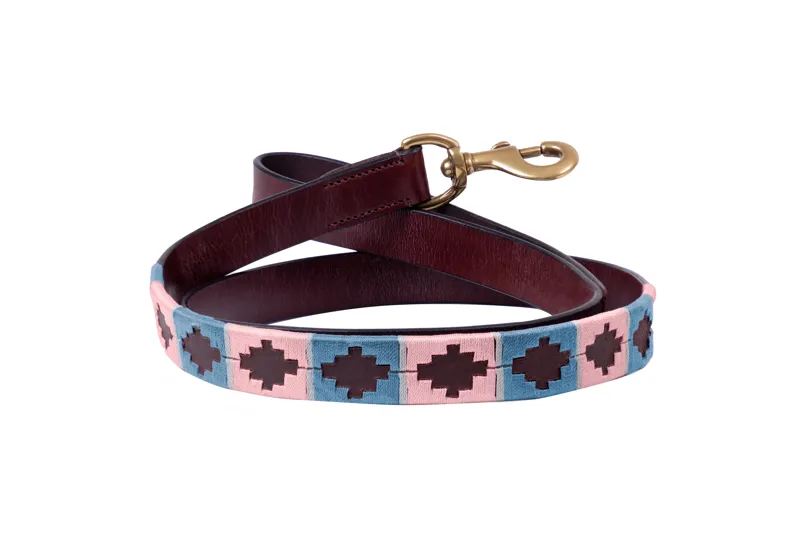 Benji and Flo Sublime Polo Leather Dog Lead - Grape/Riviera